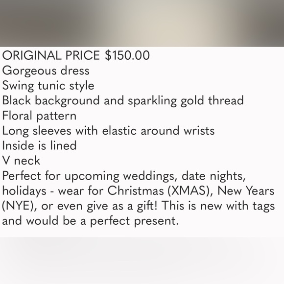 NWT Anthropologie Black & Shimmer Gold Dress -Size Small - Picture 4 of 4